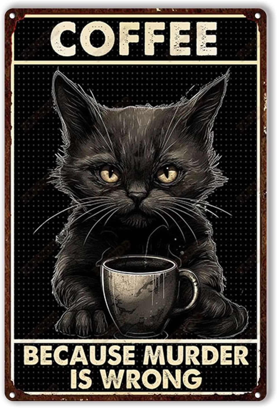 Home Bar And Coffee - ป้ายโลหะรูปแมวพร้อมข้อความ 