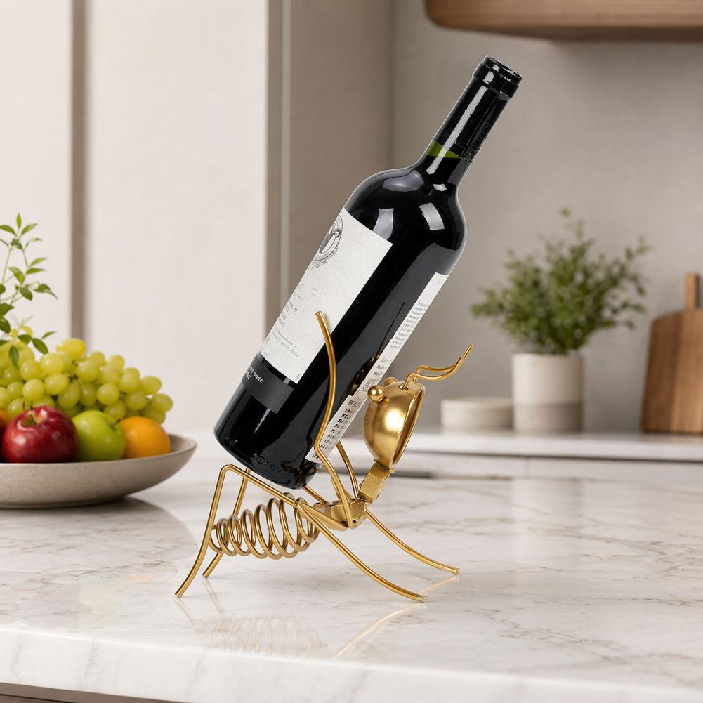 Home Bar Stand - ที่วางขวดไวน์โลหะแข็งแรง ที่วางขวดไวน์รูปมด ที่วางขวดไวน์สไตล์เรโทร สำหรับตกแต่งบ้าน ห้องครัว บาร์
