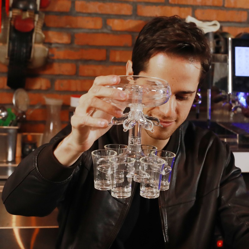 Home Bar Setup Kit - ชุดขวดเหล้าเลียนแบบแก้วสไตล์ยุโรป พร้อมชุดเสิร์ฟไวน์ 6 ถ้วย พร้อมไฟ LED