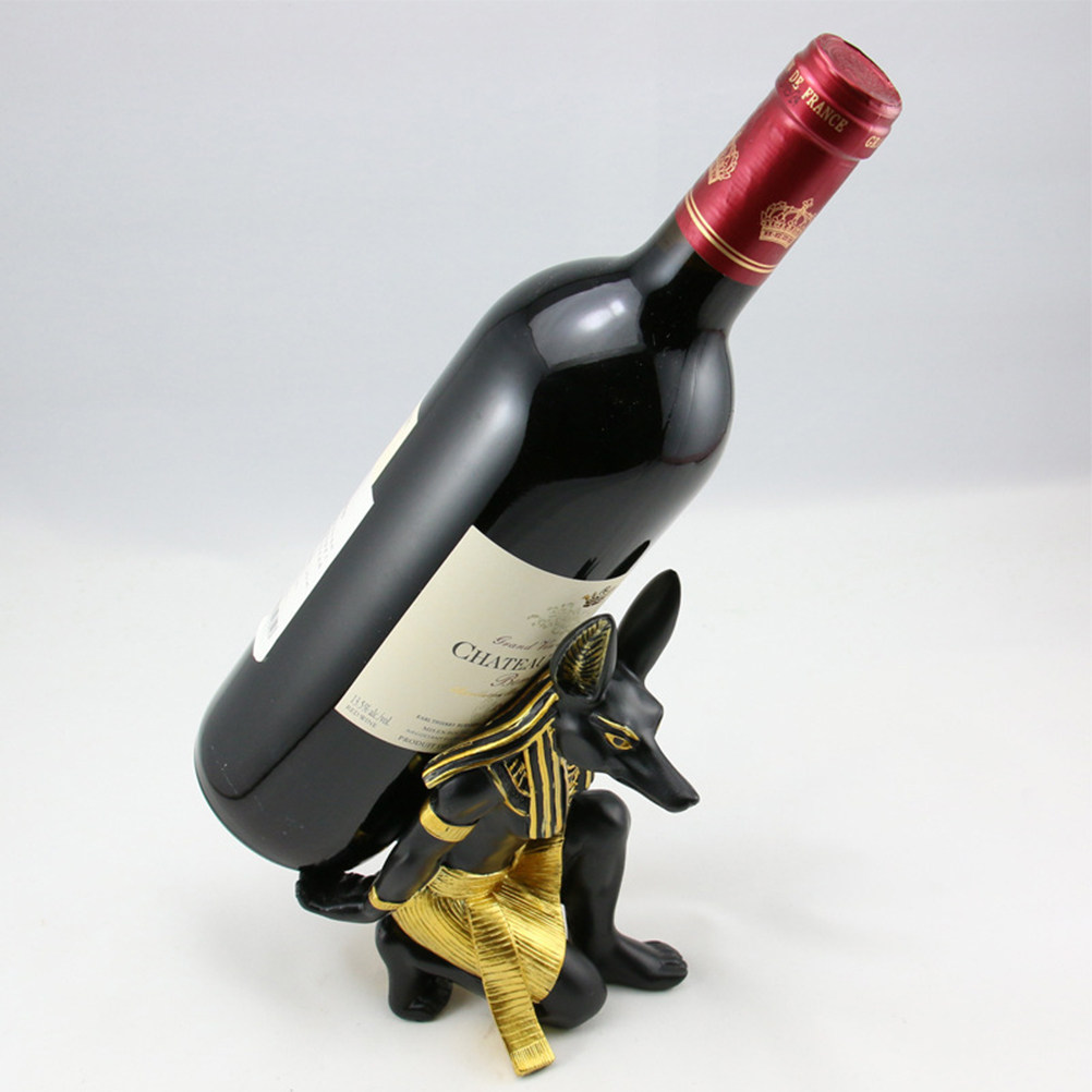 Home Bar Stand - ชั้นวางไวน์รูปทรงอนูบิส วัสดุเรซินคุณภาพพรีเมียม ที่วางไวน์ตกแต่งสวยงามสำหรับโรงแรม บ้าน บาร์ หรือเคทีวี