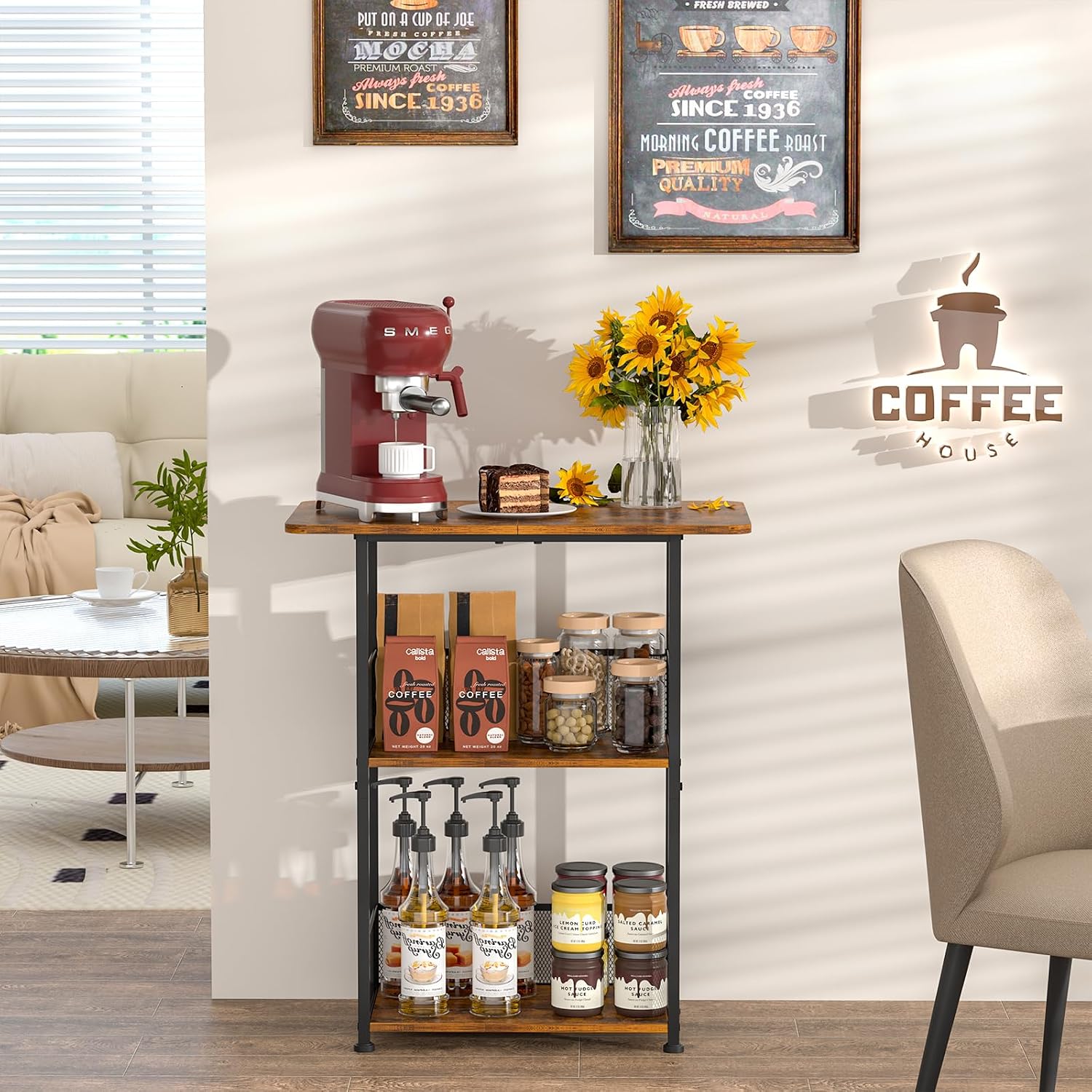 ชั้นวางกาแฟแบบตั้งพื้นขนาดเล็ก - Home Bar Setup บทวิจารณ์และราคา