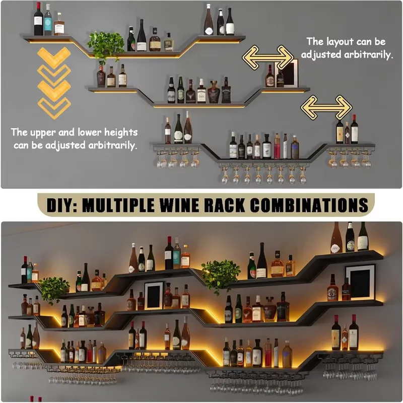 ชั้นวางไวน์ติดผนัง LED ขนาด 70 - Home Bar Shelf บทวิจารณ์และราคา