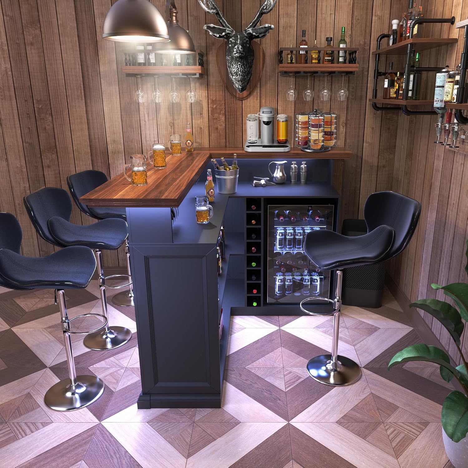 ตู้บาร์รูปตัว L พร้อมพื้นที่สำ - Home Bar And Fridge บทวิจารณ์และราคา